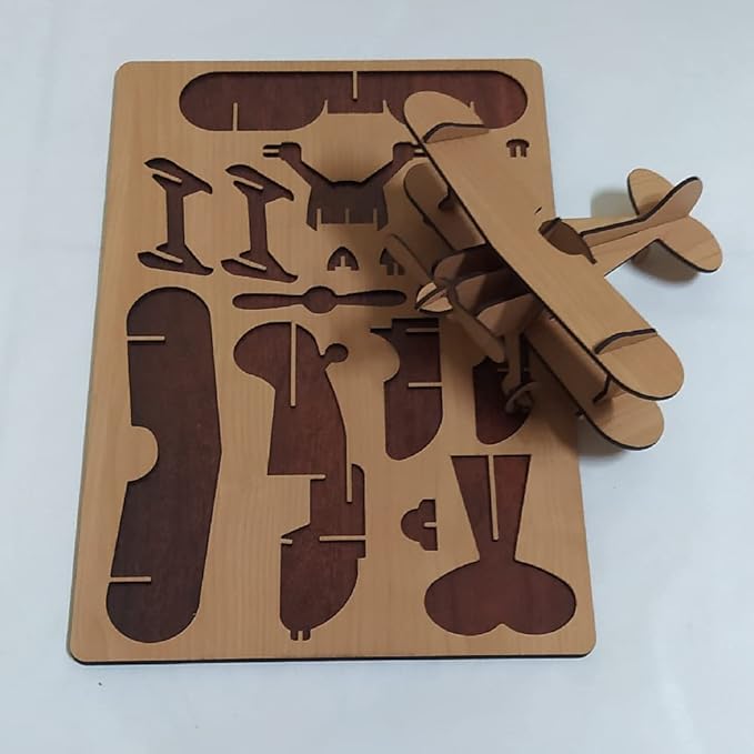 Laser Cut Wooden Aircraft Model for Kids