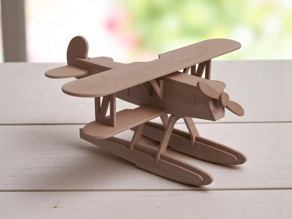Laser Cut Pontoon Plane 3D Wooden Puzzle