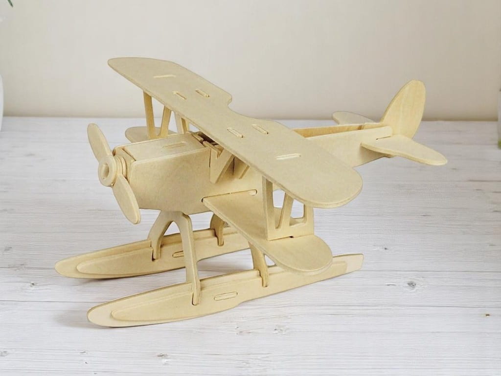 Laser Cut Hydroplane Aircraft 3D Wooden Model