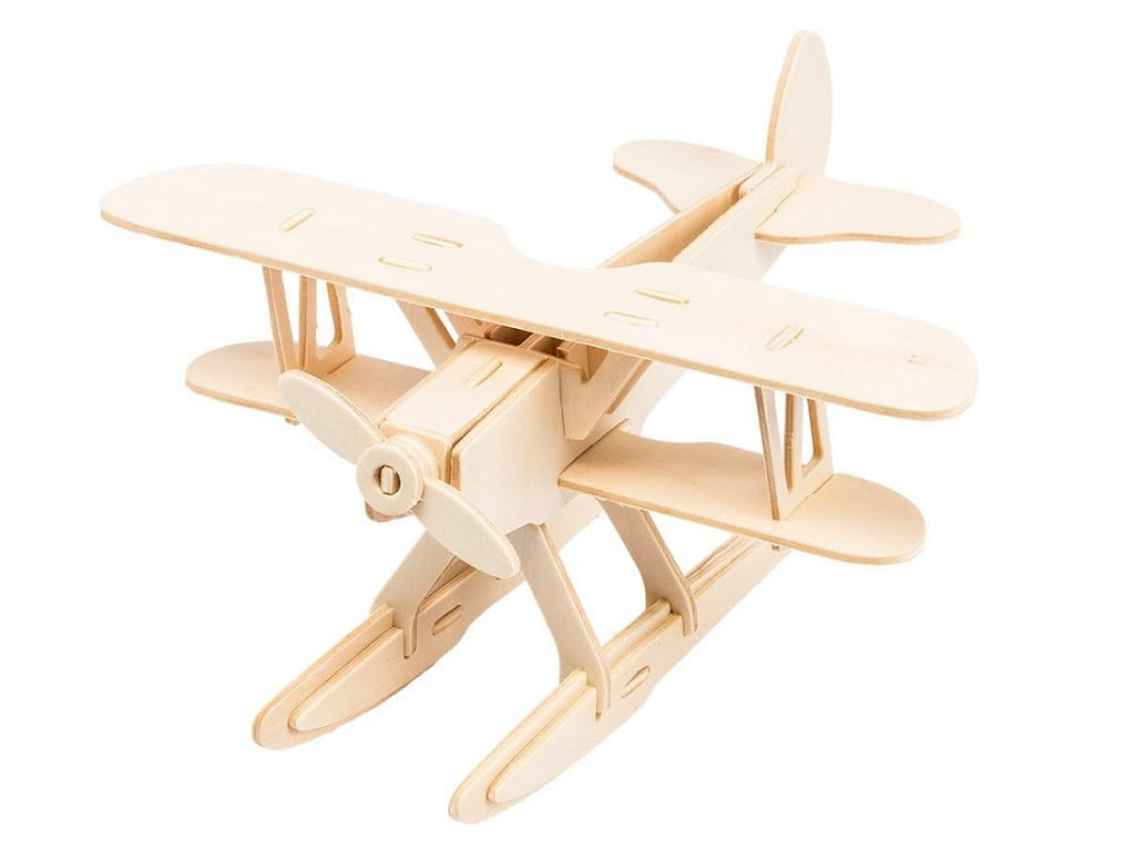 Laser Cut Hydroplane Aircraft 3D Wooden Model
