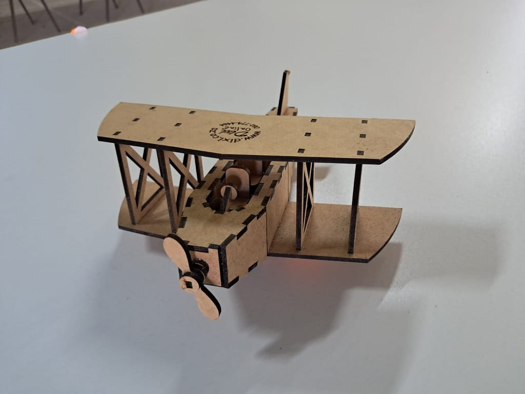 Laser Cut Retro Biplane Wooden Plane Model