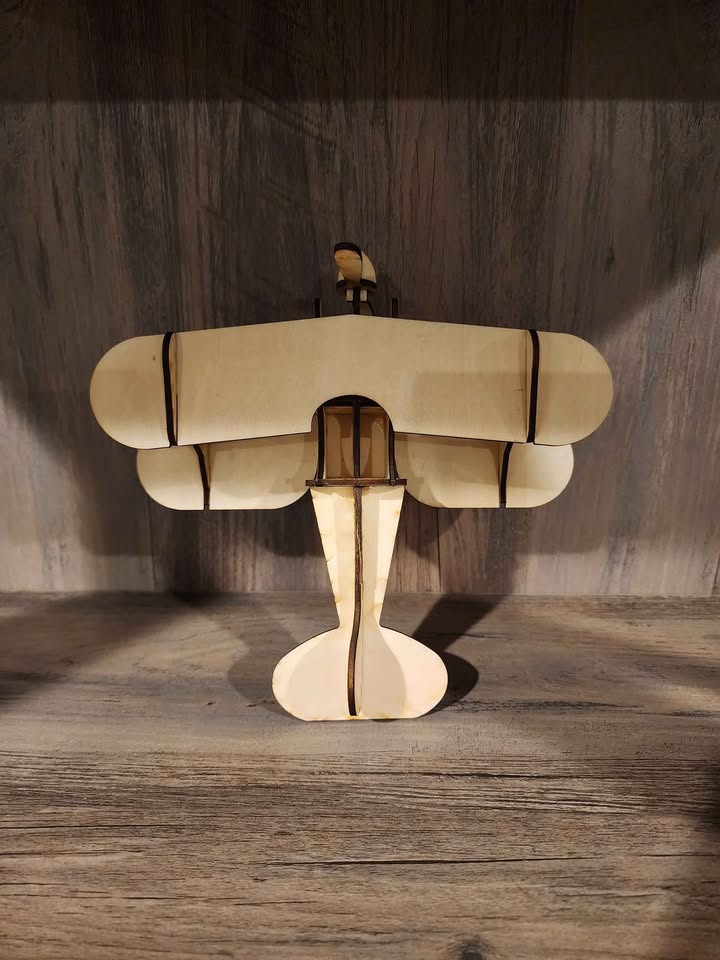 Laser Cut Wooden Biplane Toy Aircraft Model