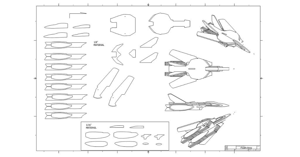 Laser Cut VF-1A Veritech Fighter 3D Layered Model