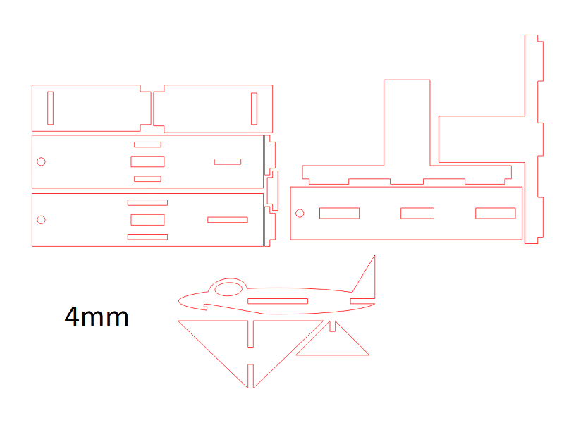 Laser Cut Cardboard Tinkercad Tiny Jet and Launcher