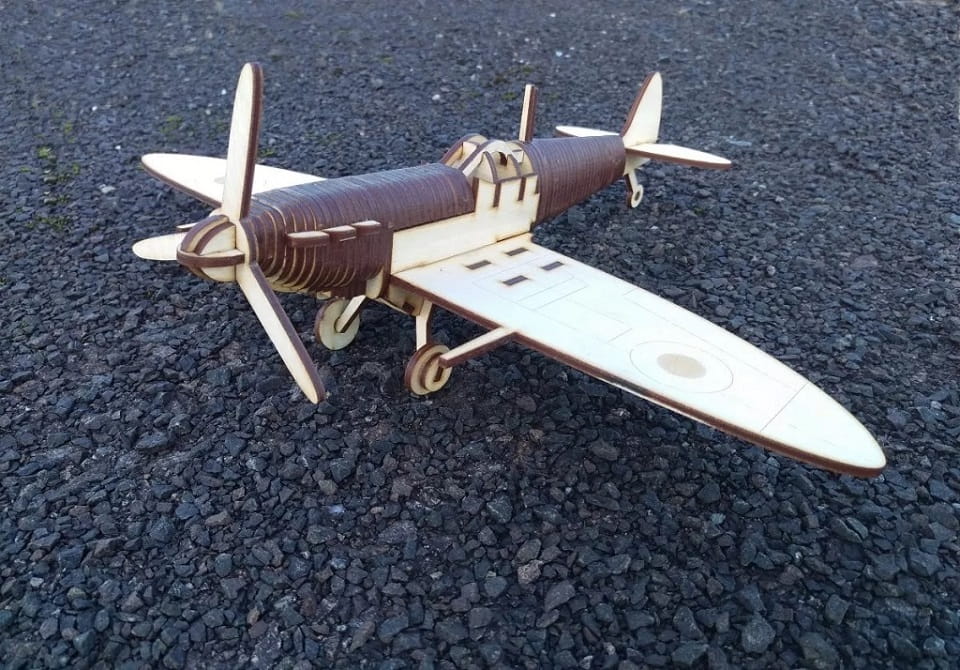 Laser Cut Wooden P301 Spitfire Fighter Aircraft 3D Puzzle