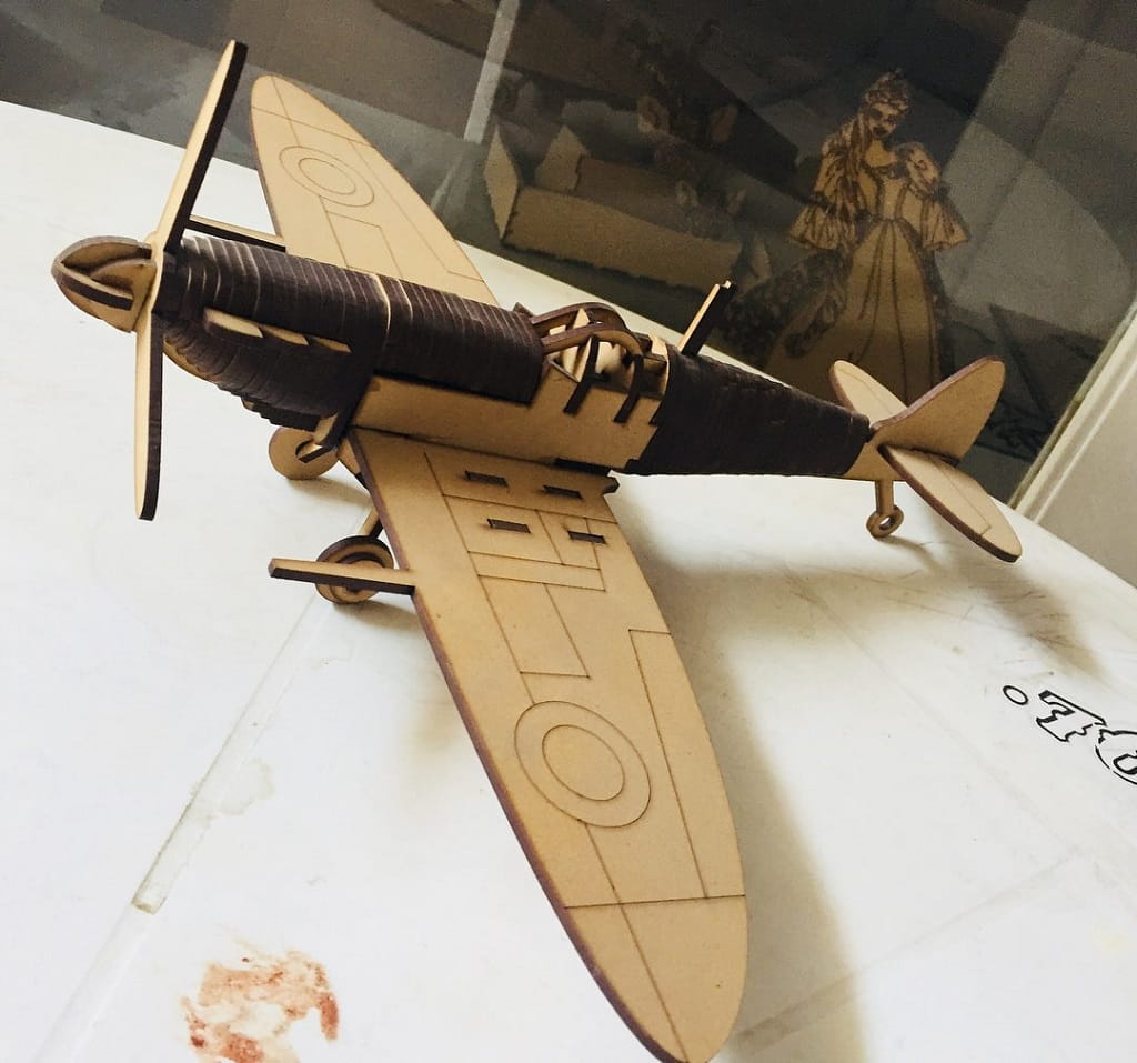 Laser Cut Wooden P301 Spitfire Fighter Aircraft 3D Puzzle