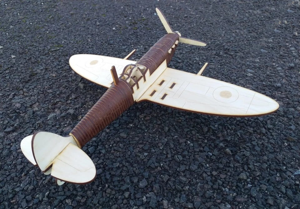 Laser Cut Wooden P301 Spitfire Fighter Aircraft 3D Puzzle