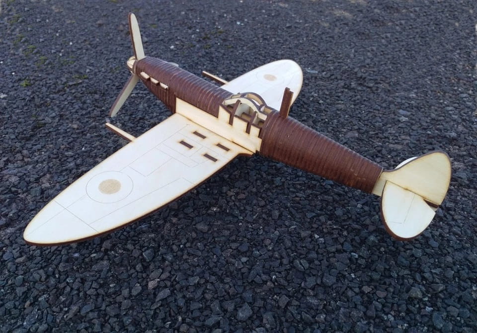 Laser Cut Wooden P301 Spitfire Fighter Aircraft 3D Puzzle