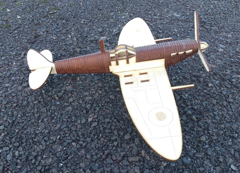 Laser Cut Wooden P301 Spitfire Fighter Aircraft 3D Puzzle