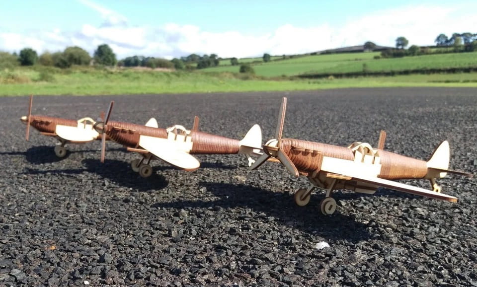 Laser Cut Wooden P301 Spitfire Fighter Aircraft 3D Puzzle