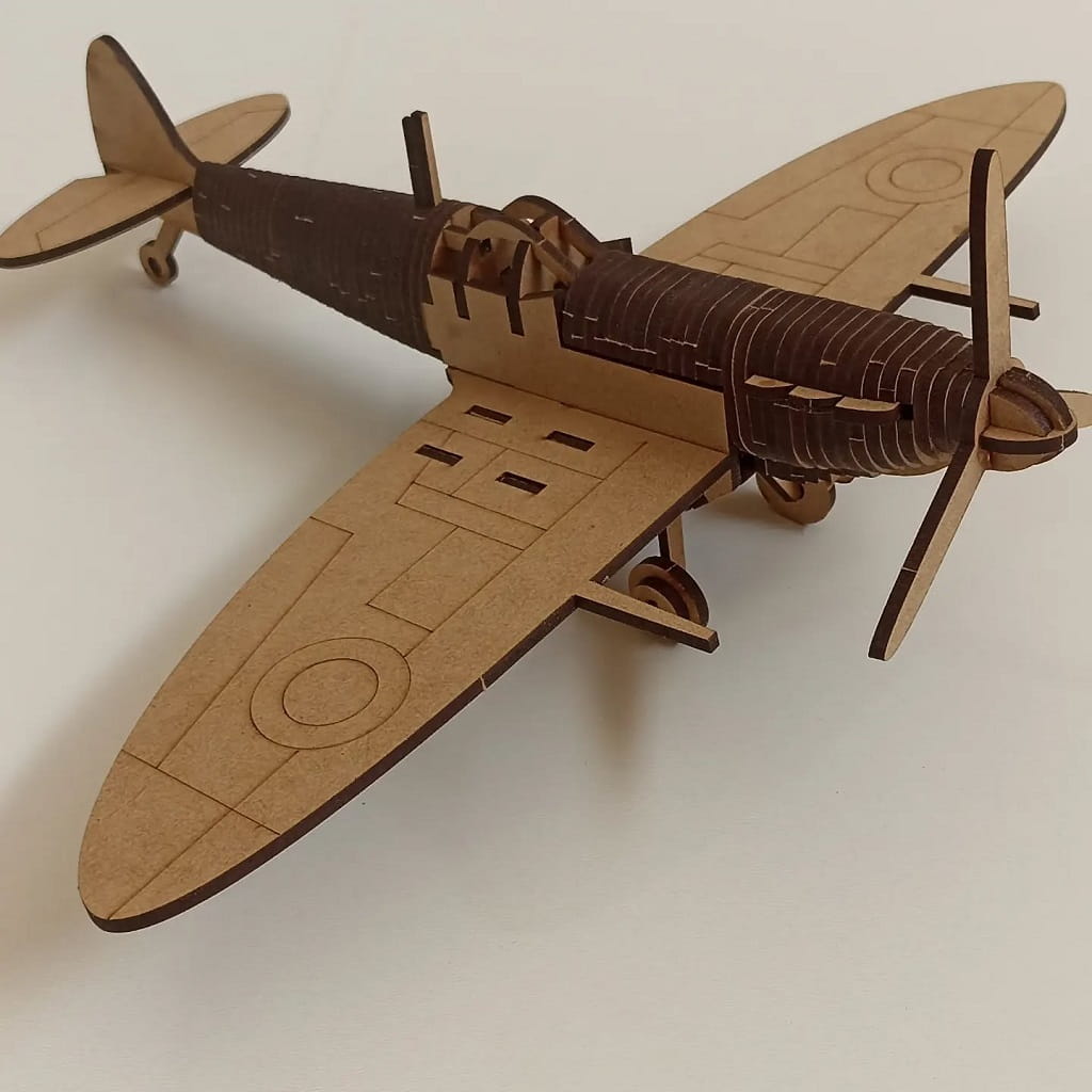 Laser Cut Wooden P301 Spitfire Fighter Aircraft 3D Puzzle