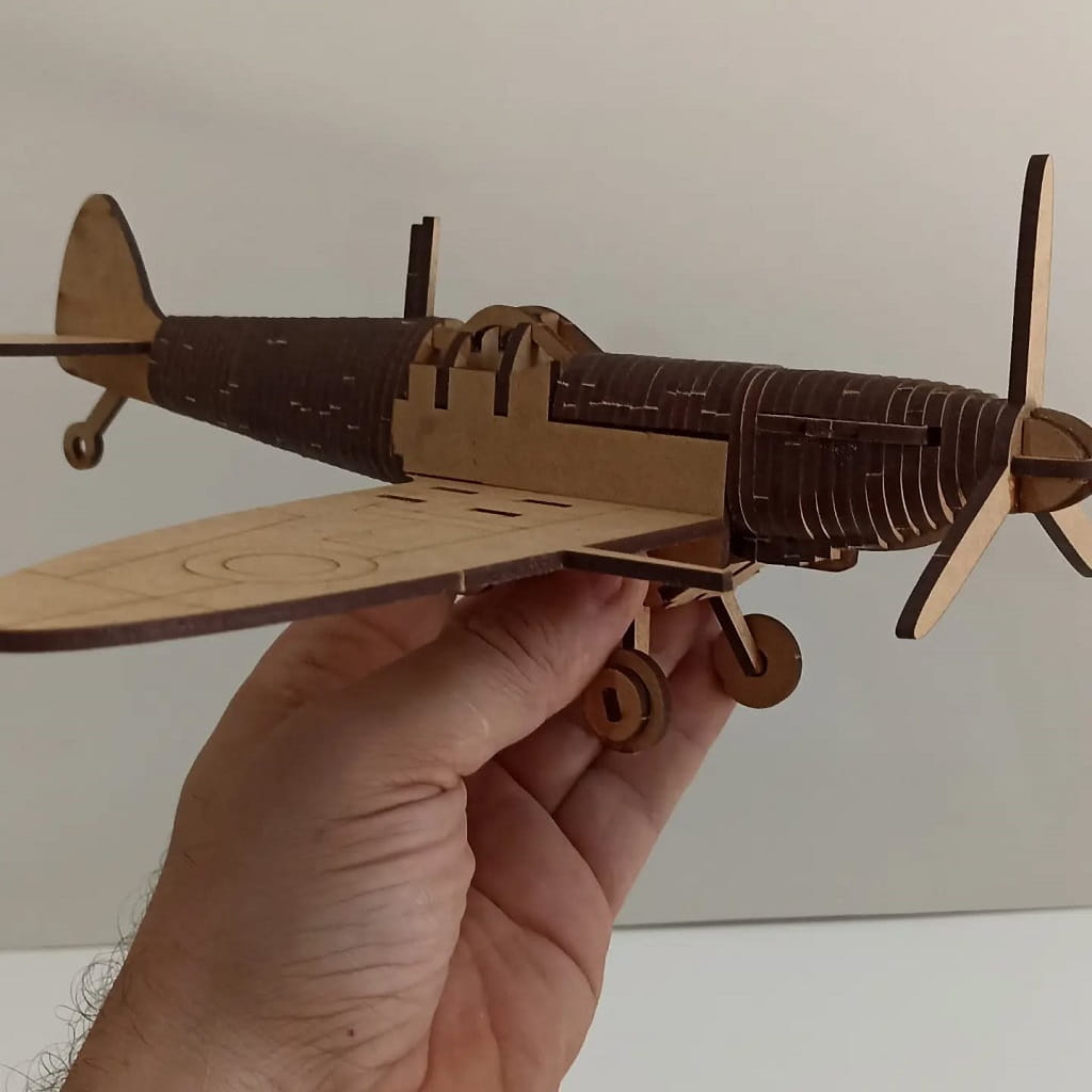Laser Cut Wooden P301 Spitfire Fighter Aircraft 3D Puzzle