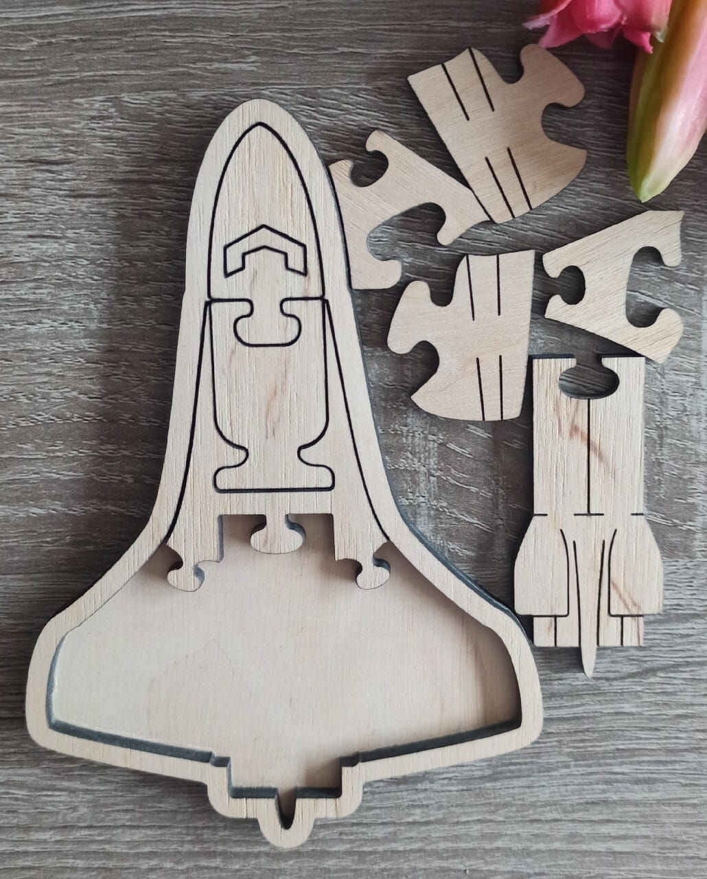 Laser Cut Wooden Rocket Jigsaw Puzzle