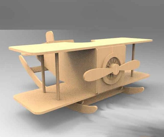 Laser Cut Wooden Airplane Rocker for Kids
