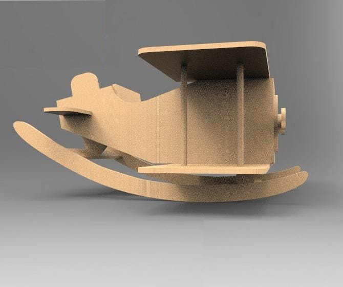Laser Cut Wooden Airplane Rocker for Kids