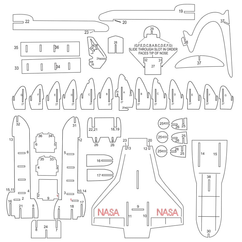 Laser Cut Space Shuttle Discovery Model Kit for Desk Decor