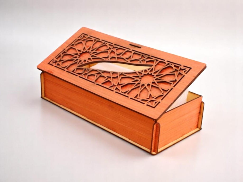 Laser Cut Wooden Tissue Paper Box for Table