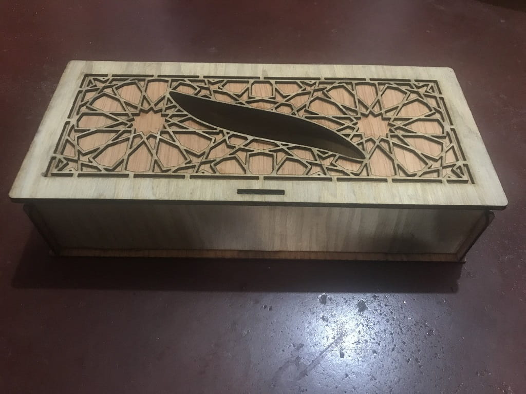 Laser Cut Wooden Tissue Paper Box for Table