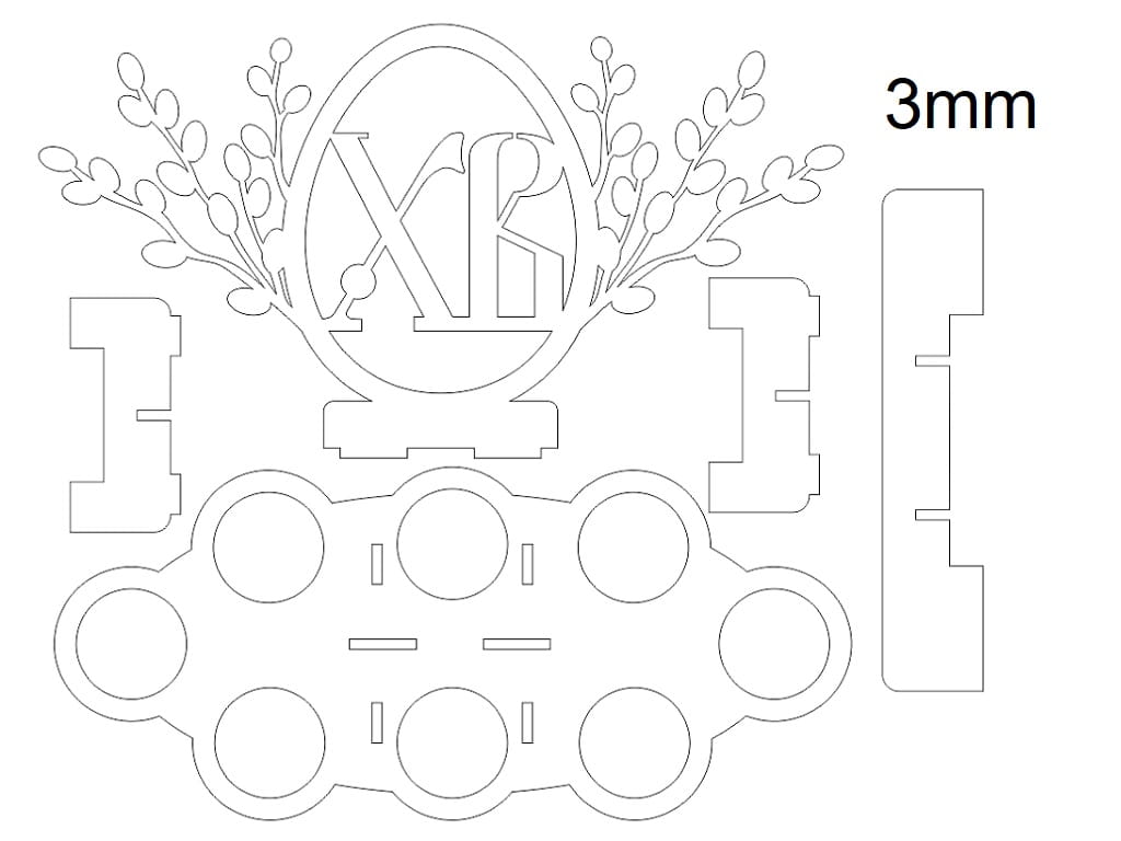 Laser Cut Easter Krashanka Egg Holder Stand