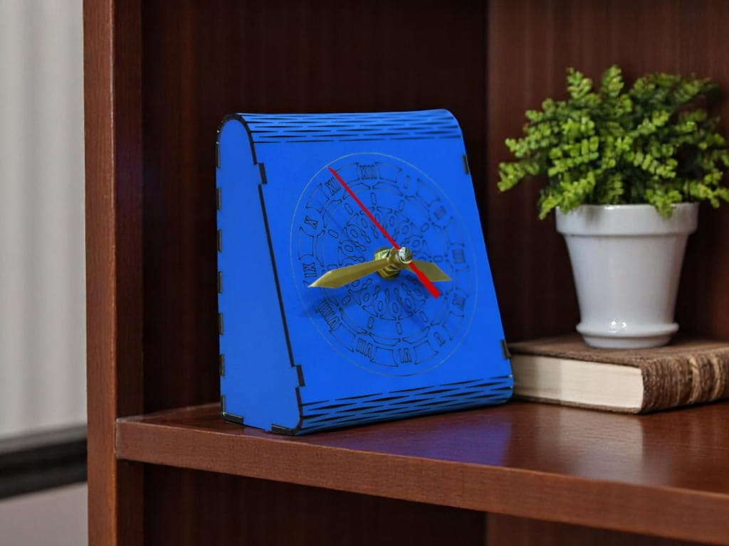Laser Cut Wooden Decorative Desk Clock