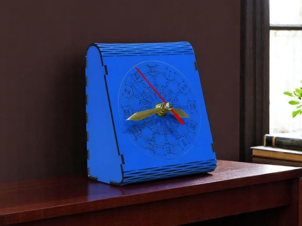 Laser Cut Wooden Decorative Desk Clock