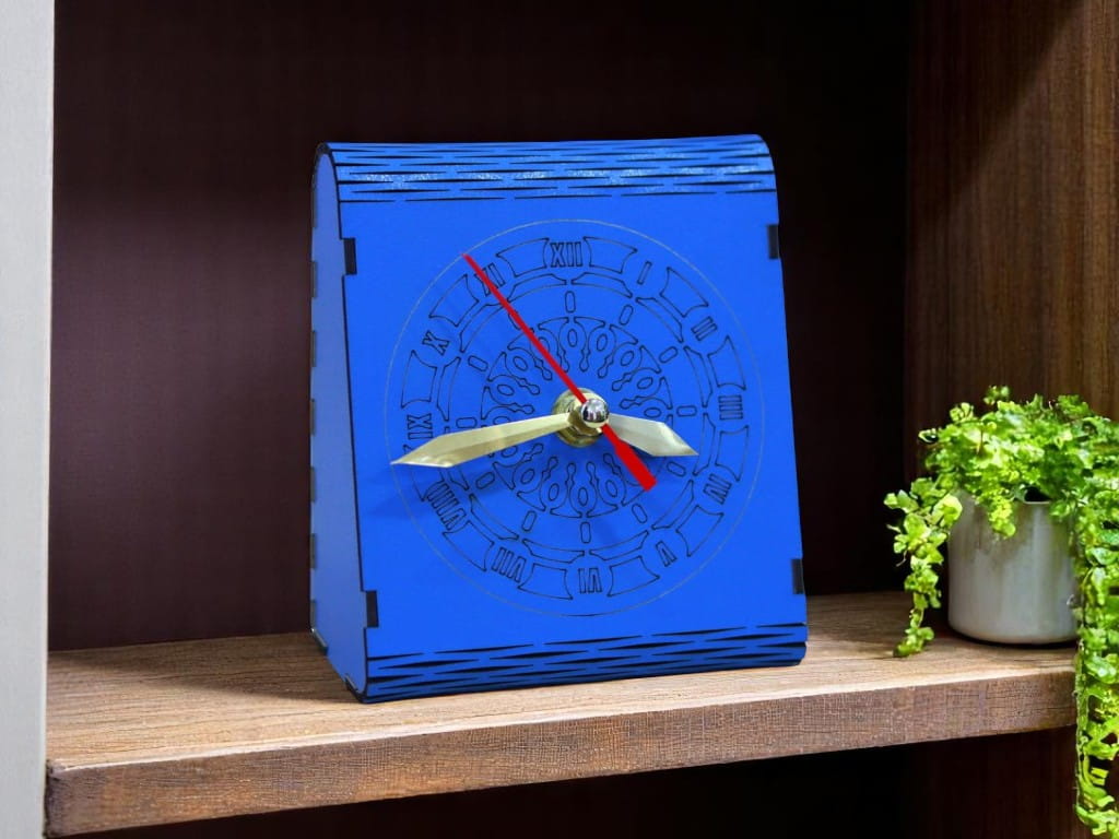 Laser Cut Wooden Decorative Desk Clock