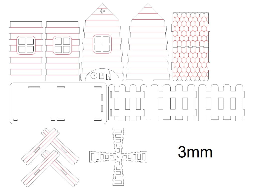 Laser Cut Decorative Windmill Tea Bag House