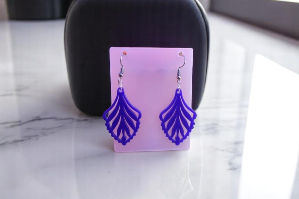 Laser Cut Wooden Floral Earrings