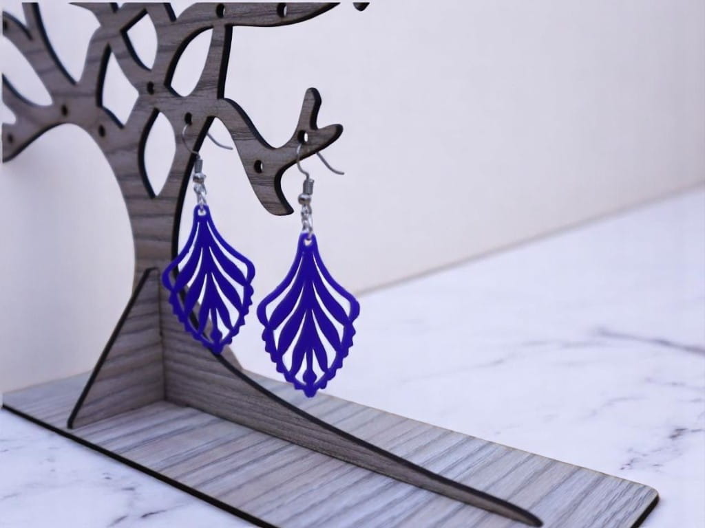 Laser Cut Wooden Floral Earrings