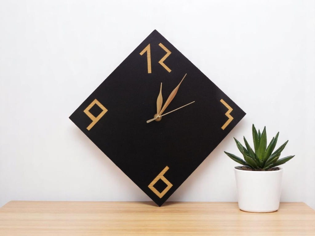 Laser Cut Stylish Number Wooden Wall Clock