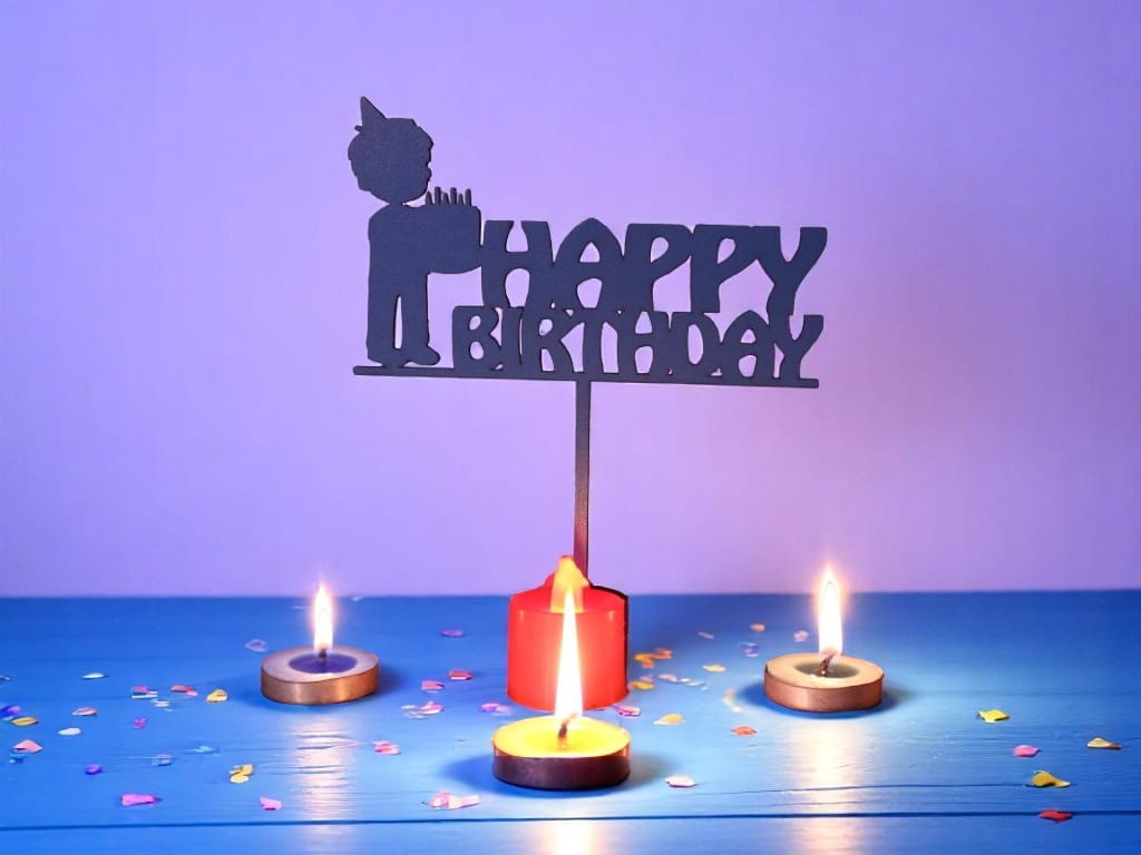Laser Cut Happy Birthday Cake Topper
