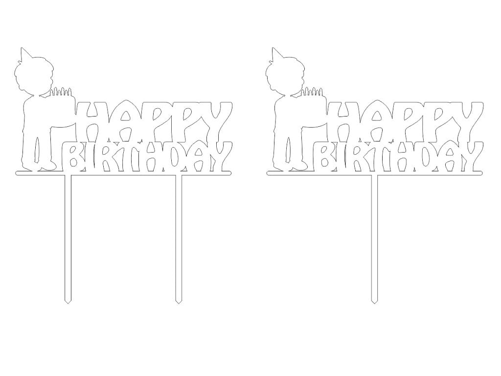 Laser Cut Happy Birthday Cake Topper