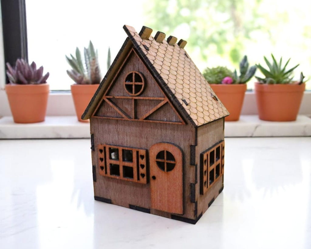 Laser Cut Tiny Wooden House Model