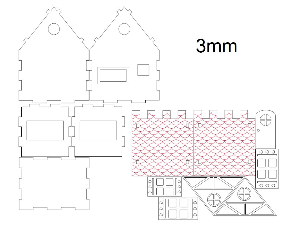 Laser Cut Tiny Wooden House Model