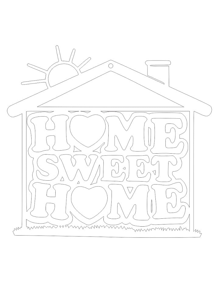Laser Cut Home Sweet Home Hanging Wall Plaque Sign