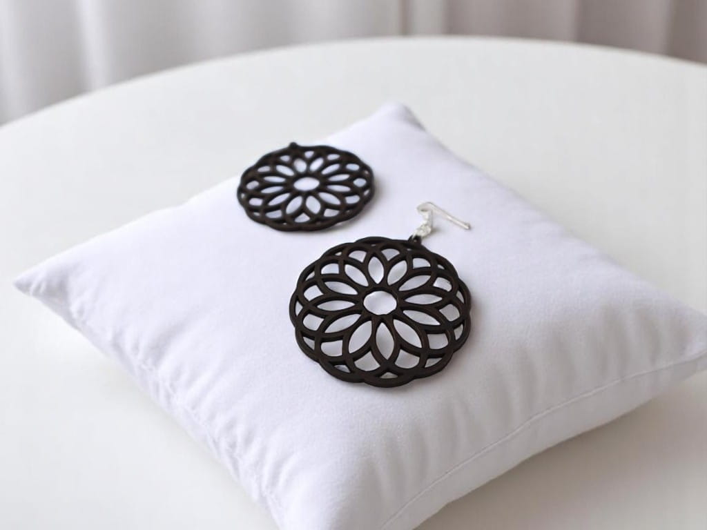 Laser Cut Wooden Mandala Earrings