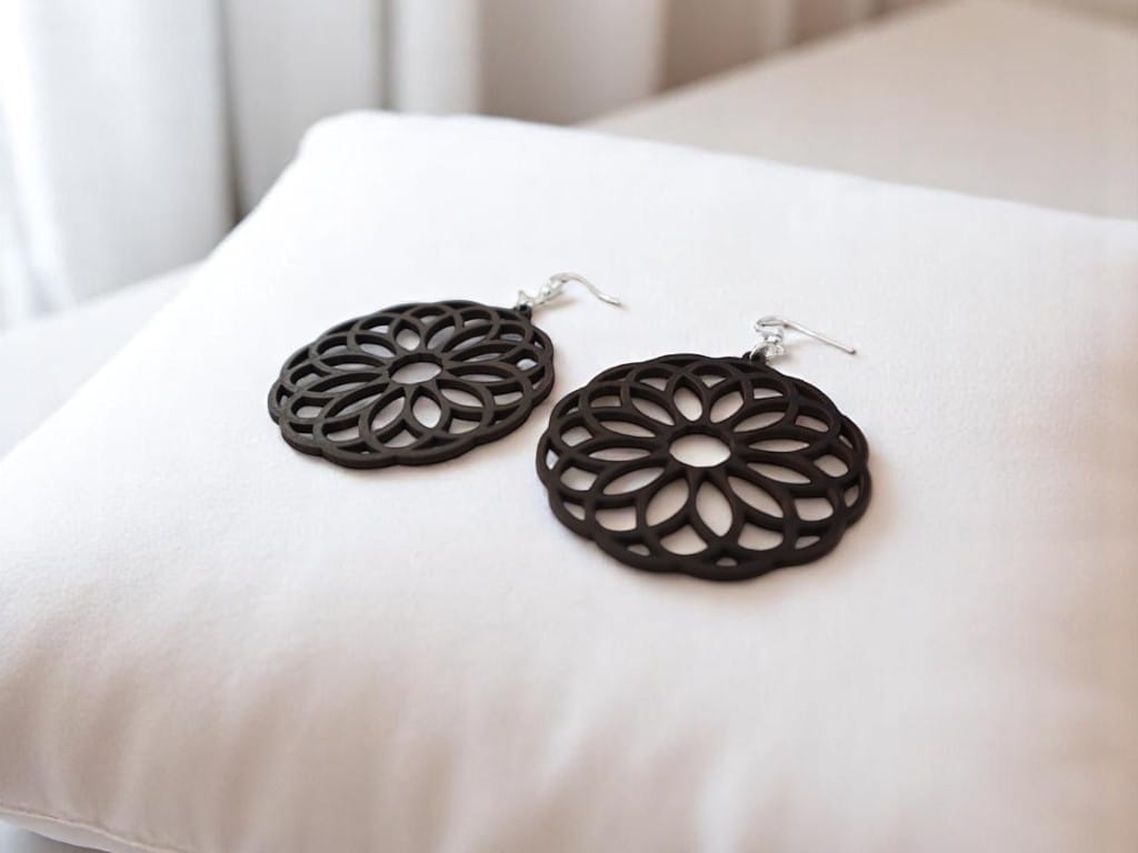 Laser Cut Wooden Mandala Earrings