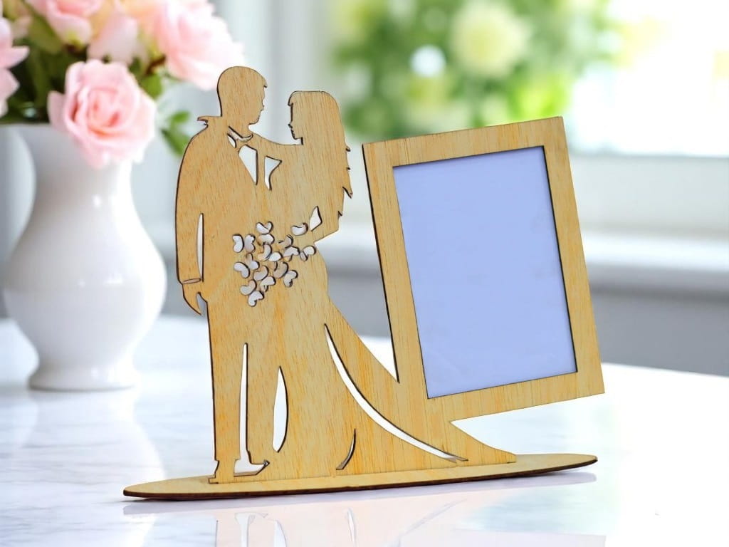 Laser Cut Wooden Wedding Photo Frame