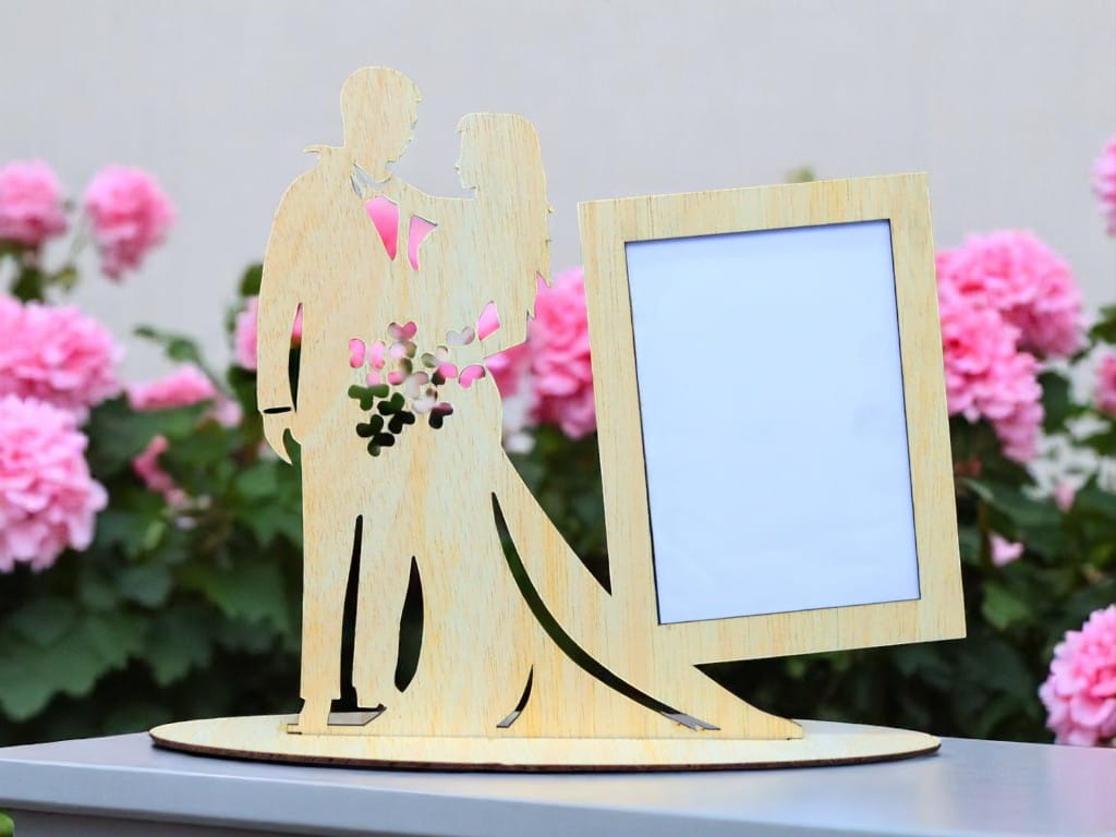 Laser Cut Wooden Wedding Photo Frame