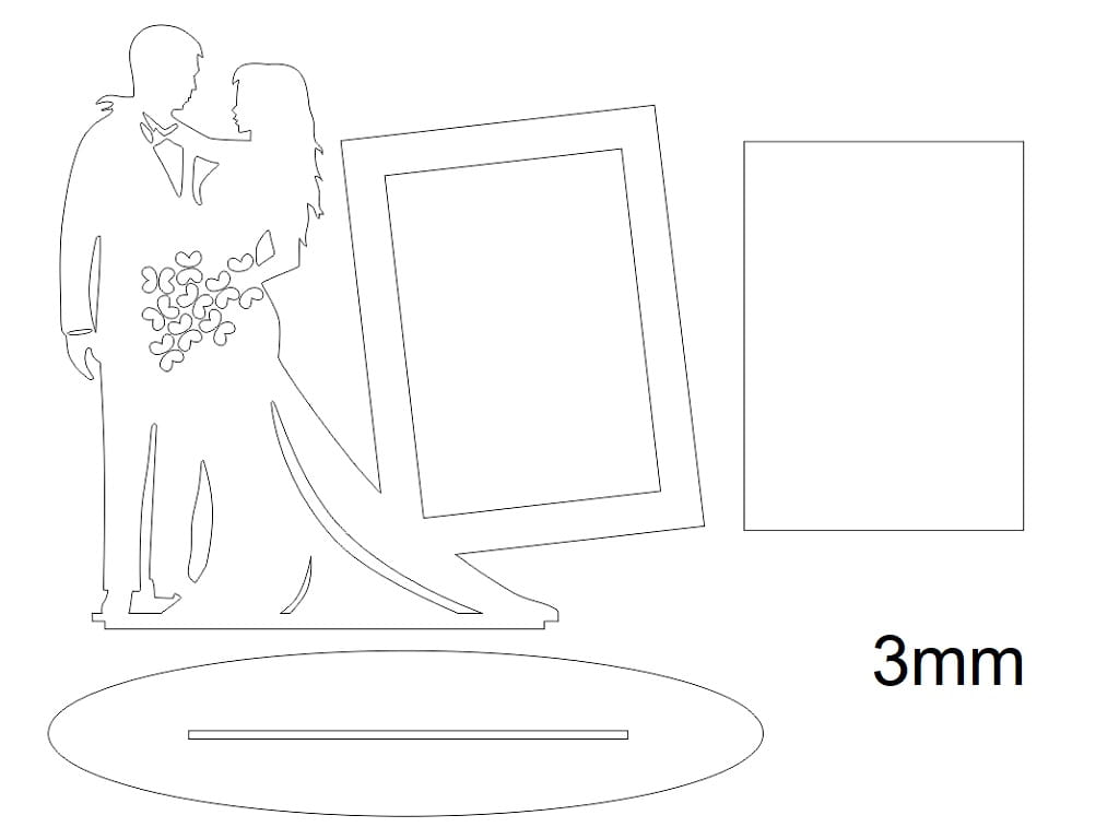 Laser Cut Wooden Wedding Photo Frame