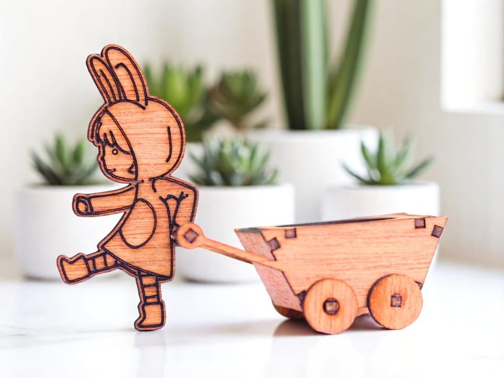 Laser Cut Easter Bunny Cart Easter Egg Holder