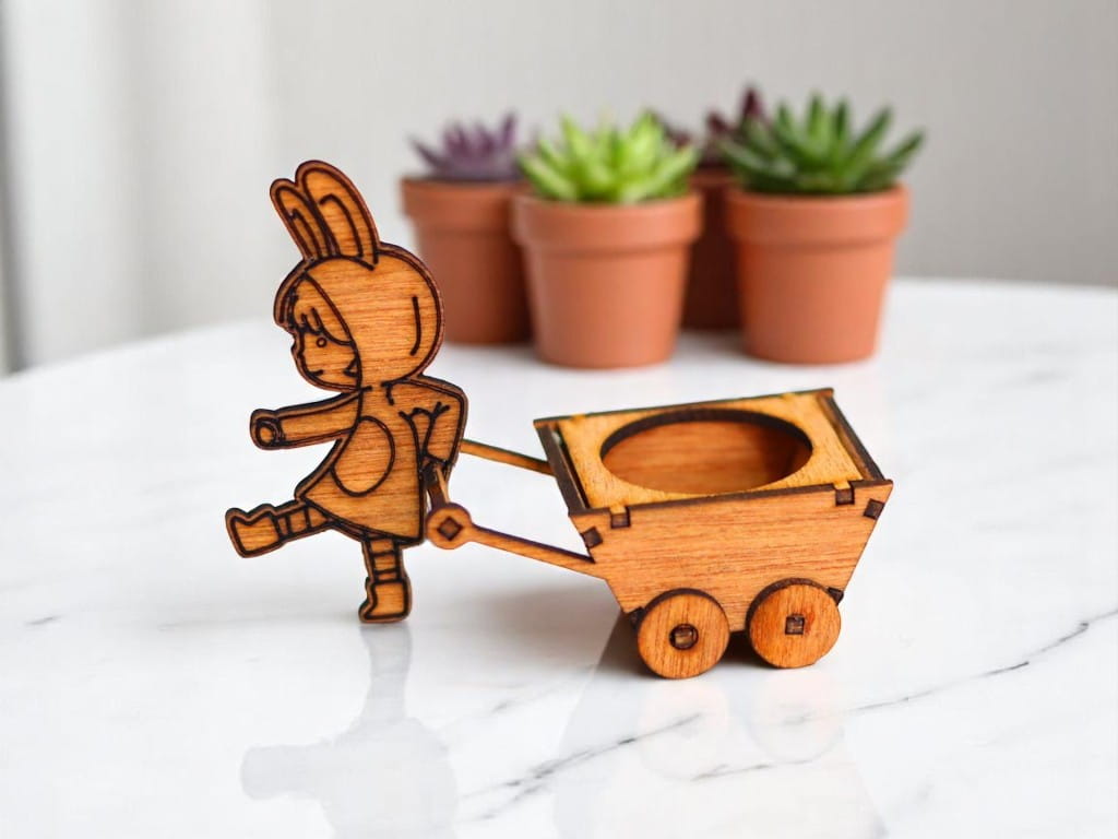 Laser Cut Easter Bunny Cart Easter Egg Holder