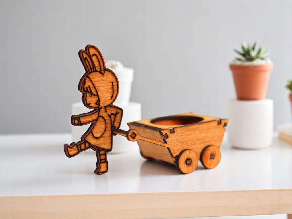 Laser Cut Easter Bunny Cart Easter Egg Holder