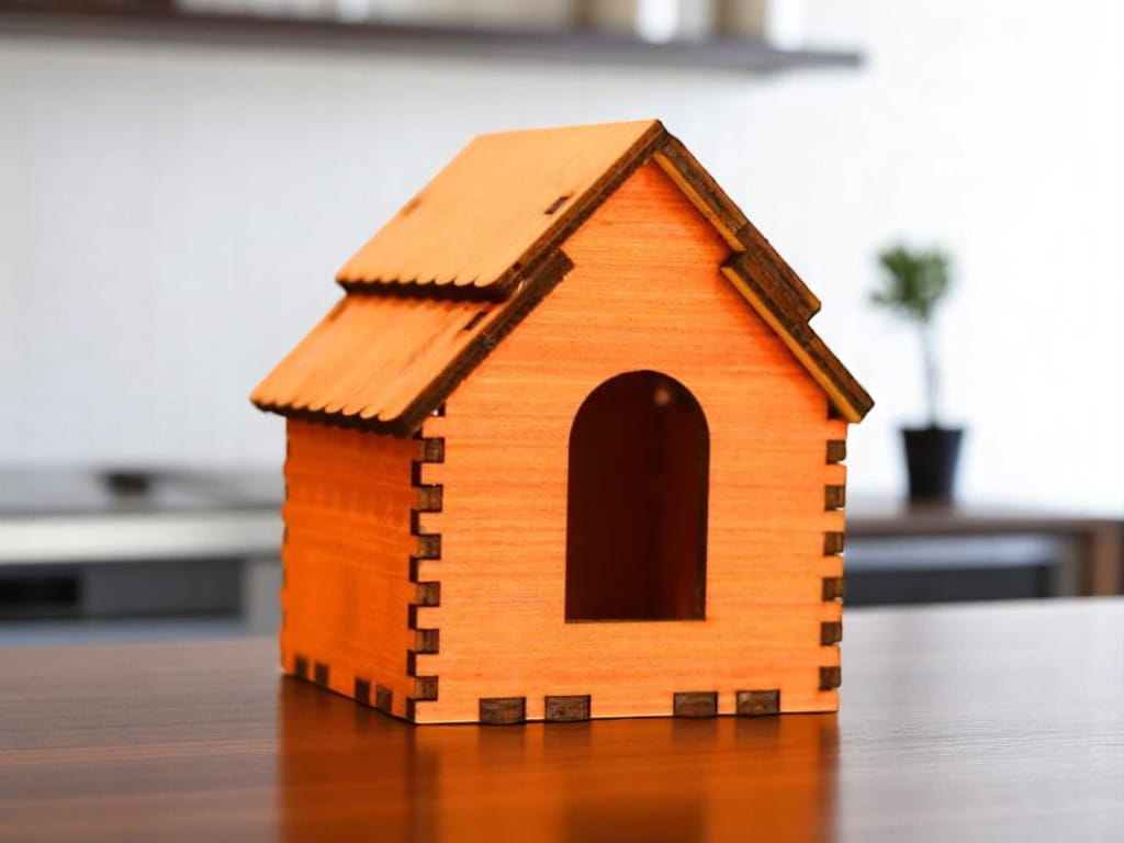 Laser Cut Wooden House for Crafting and Decoration