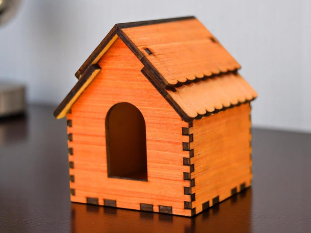 Laser Cut Wooden House for Crafting and Decoration