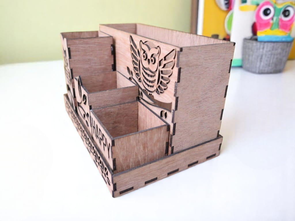 Laser Cut Wooden Owl Desk Organiser