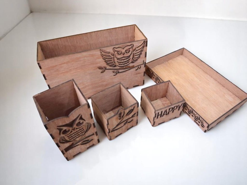Laser Cut Wooden Owl Desk Organiser