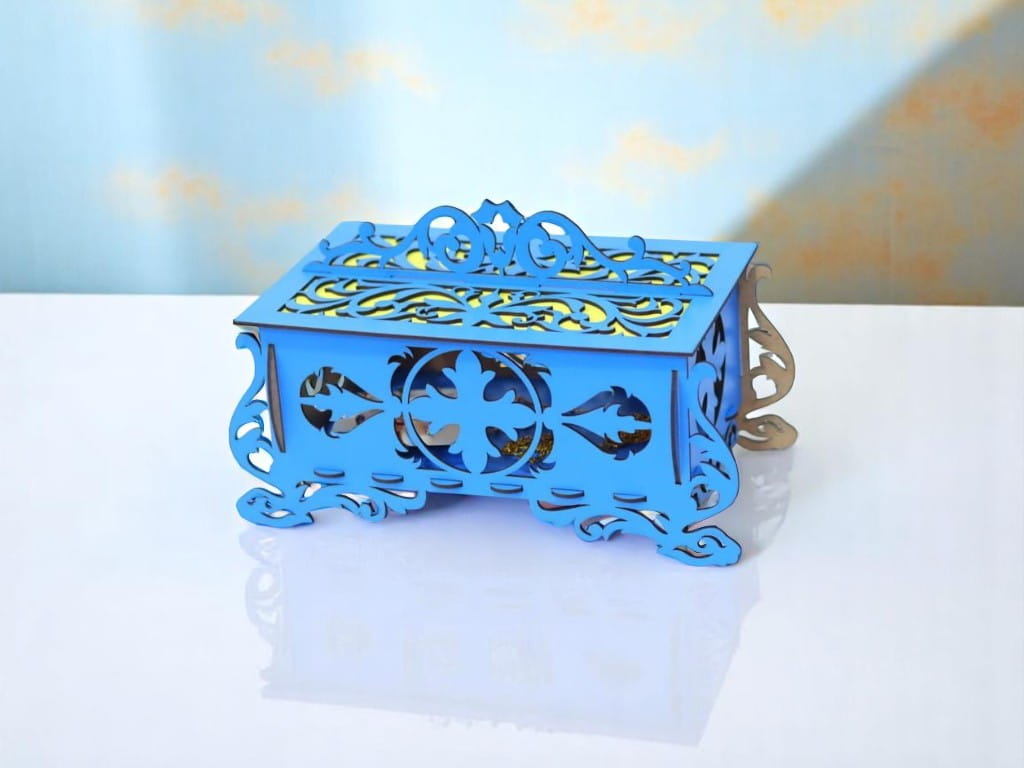 Laser Cut Decorative Jewelry Box with Lid