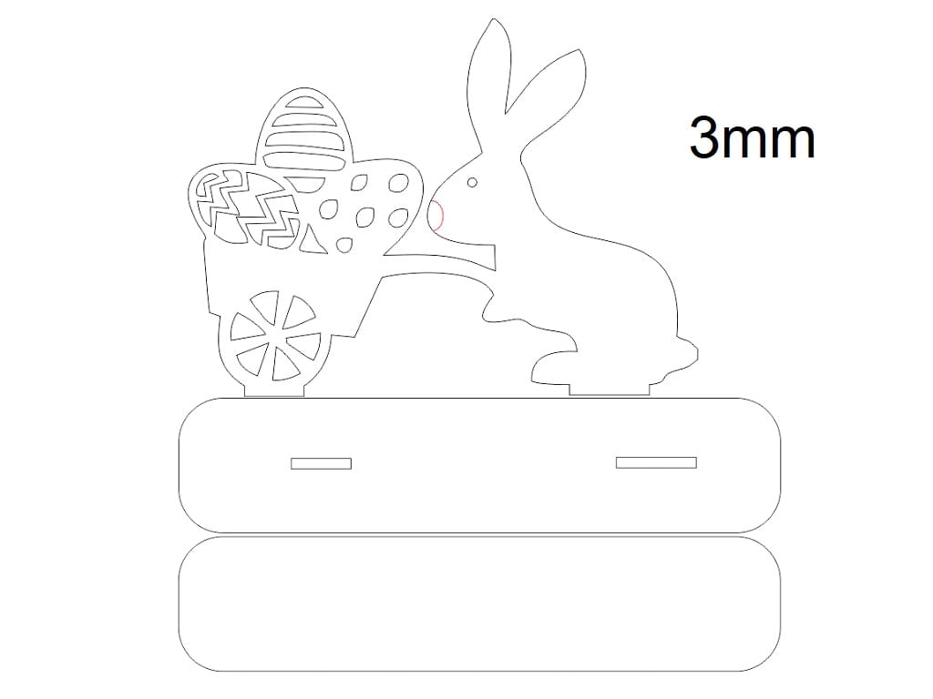 Laser Cut Wooden Rabbit Figurine with Cart Easter Decoration