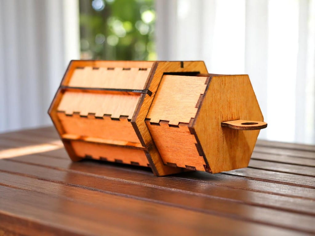 Laser Cut Hexagonal Drawer Storage Box